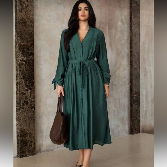 Shein Green Button-Up Dress Size 1X - Picture 2 of 11